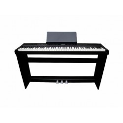 E-CHORD SP10 KIT PIANOFORTE DIGITALE 88 TASTI PESATI NERO + STAND + PEDALIERA