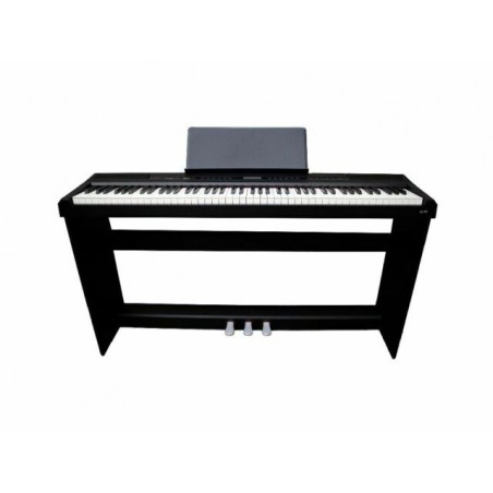 E-CHORD SP10 KIT PIANOFORTE DIGITALE 88 TASTI PESATI NERO + STAND + PEDALIERA