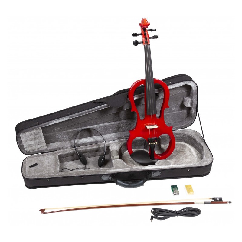Violino 4/4 Elettrico E Acustico - Kit Completo Con Amplificatore, Custodia, Archetto E Colofonia