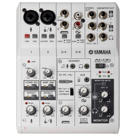 YAMAHA AG06 MIXER USB 6 CANALI CON INTERFACCIA AUDIO PER BROADCASTING / PODCASTING