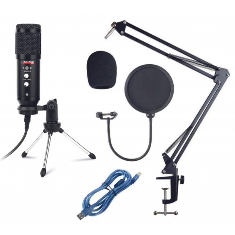 AUDIODESIGN PA MC USB1 MICROFONO A CONDENSATORE USB CON ACCESSORI