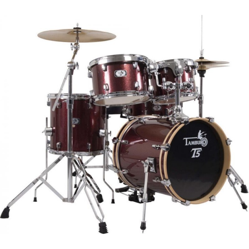 TAMBURO T5S22RSSK  BATTERIA ACUSTICA COMPLETA ROSSA SPARKLE TAMBURO T5S22RSSK  BATTERIA ACUSTICA COMPLETA ROSSA SPARKLE