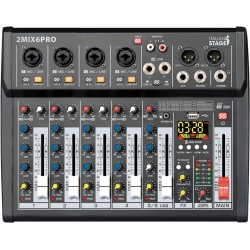ITALIAN STAGE 2MIX6PRO MIXER 6 CANALI CON EFFETTI ,USB E BLUETOOTH