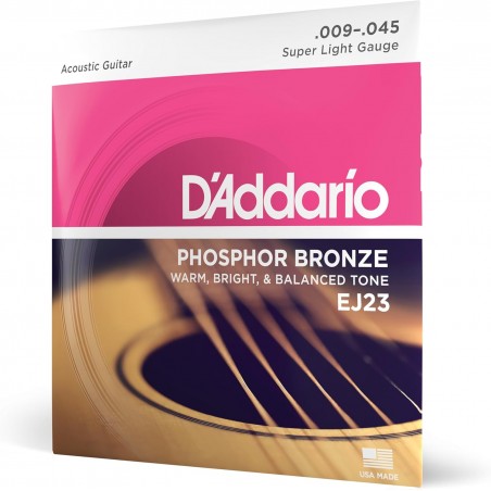 D\'ADDARIO EJ23 CORDIERA PER CHITARRA ACUSTICA PHOSPHOR BRONZE WOUND SUPER LIGHT - 009/045