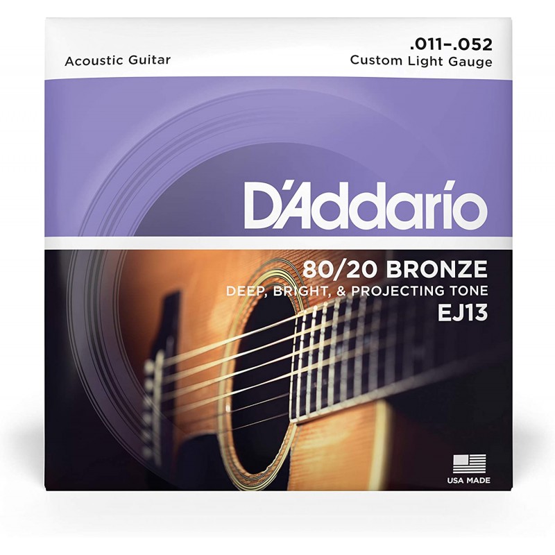 D\'ADDARIO EJ13(7) CORDIERA PER CHITARRA ACUSTICA 80/20 BRONZE WOUND CUSTOM LIGHT - 010/052