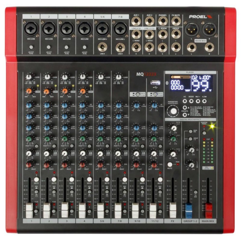 PROEL MQ1222X  MIXER 12 CANALI CON EFFETTI,USB E BT